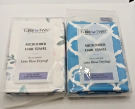 2x Original Turbie Twist Microfiber Hair Towel Super-Absorbent  Blue &amp; W... - $467.56 MXN