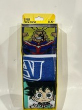 Men’s Crew Socks 3 Pair Size 8-12 My Hero Academia Brand NEW - £4.46 GBP