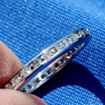 Earth mined Diamond Wedding Band Antique Platinum Eternity Anniversary Ring 5.25 - $2,180.25