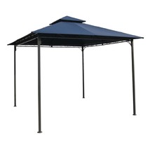 10Ft x 10Ft Outdoor Garden Gazebo with Iron Frame and Navy Blue Canopy - $6,903.53 MXN