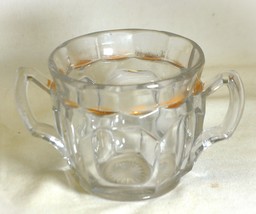 Depression Clear Glass Open Sugar Bowl Gold Trim Vintage - $16.82