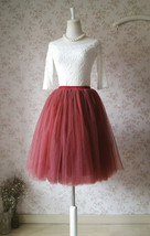 BURGUNDY Puffy Midi Tutu Skirt Women Custom Plus Size A-line Tulle Skirt image 1
