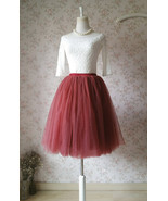 BURGUNDY Puffy Midi Tutu Skirt Women Custom Plus Size A-line Tulle Skirt - $55.99