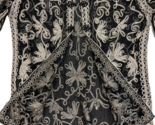 Celsa Womens Black Sheer Long Sleeve Embellished Button Front Top Size L - $20.76