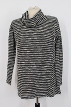 J Jill SP Black Gray Stripe Texture Cowl Neck Top Sweater - £22.47 GBP
