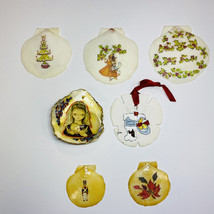 Vintage Shell Christmas Ornaments Handmade Set Of 7 Clam Shell Sand Dollar Sea - $49.50