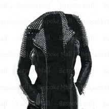 New Woman&#39;s Punk Unique Black Silver Spiked Studded Cow Girl Leather Jacket-836 - £279.76 GBP
