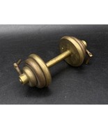 Solid Brass Barbell Weight Set Paperweight Gym Art Miniature Vintage - $753.65 MXN