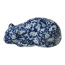 Victoria Ware Blue White Calico Floral Sleeping Cat Ironstone United Kin... - $60.04
