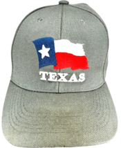 Grey Texas Flag Embroidered Script Hook &amp; Loop Adjustable Hat - $179.46 MXN