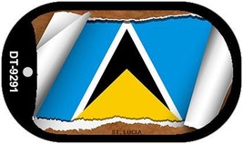 St Lucia Flag Scroll Metal Novelty Dog Tag Necklace DT-9291 - £12.49 GBP