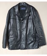 London Fog Leather Jacket Mens Large Black Button Front Pockets Lined Co... - $137.79 CAD