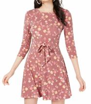 Be Bop Womens Juniors Floral Print Jewel Neck Casual Dress Red XXS - $19.60