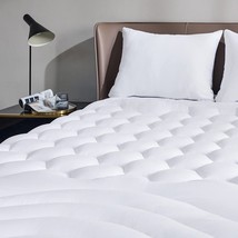 Quilted Mattress Pad Pillow Top Matress Topper Soft Bed Cover Fitted Deep Pocket - £31.26 GBP+