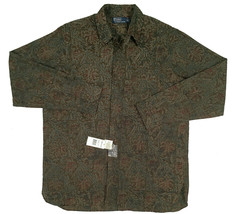 NEW $185 Vintage Polo Ralph Lauren Shirt!  L  Green Floral Leaf Design  Runs Big - £87.90 GBP