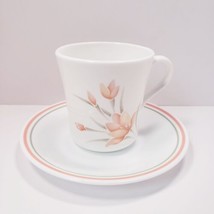 Corelle by Corning Peach Floral Tea Cup &amp; Saucer - £17.69 GBP