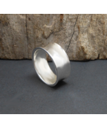 Wide Curved Ring 925 Sterling Silver, Handmade Unisex Plain Band Ring Si... - £52.75 GBP