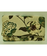 Green Floral Fabric Purse Envelope Clutch Bag Handcrafted Zipper Lined H... - £59.32 GBP