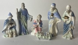 Nativity Ceramic Mini Figurines Set of 6 Mary Joseph Baby Jesus &amp; Wise Men - £7.27 GBP