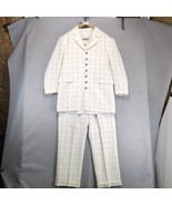 Georgio Manzoni 3pc Suit Jacket Vest Pants Men&#39;s 42R Cream Black Grid 34... - $63.20 CAD