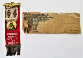 antique OCKLOKONEE TRIBE No 212 IORM oxford pa CELLULOID RIBBON indian f... - £70.14 GBP