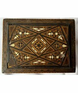 Antique Old Inlaid Wood Wooden Inlay Jewelry Trinket Storage Lidded Box - $1,215.96 MXN
