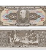 1964 Brazil 5 Cruzeiros Vintage Banknote Republic Portrait &amp; Historic Sc... - $3.46 CAD