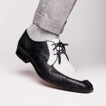 Andretti Genuine Ostrich Leg Dress Derby's Tasseled Laces Shoes White / Black image 10