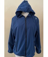 Reebok Woven Womens Large Blue Full Zip Hooded Jacket Pockets Athleisure... - $26.91 CAD