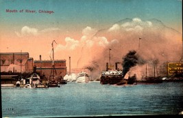 Steamships at Mouth of River Chicago Illinois IL Early 1900&#39;s Postcard bk67 - £3.95 GBP