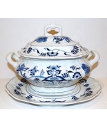 EXQUISITE VINTAGE BLUE DANUBE BLUE ONION OVAL SOUP TUREEN WITH LID &amp; UND... - £103.11 GBP