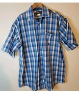 Wrangler 20X Mens Button Up Shirt XL Blue Check Short Sleeve Western Causal - $21.78 CAD