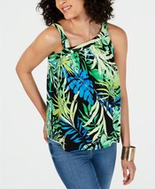 Size M, Thalia Sodi Printed Asymmetric-Neck Sleeveless Top, Placedpalm, NWT - $151.86 MXN