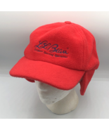 Vintage LL Bean  Fleece  Ear Flap Brick Red Script Logo Hat Size Large U... - $1,473.20 MXN