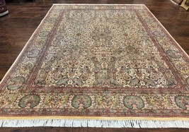 Pak Per&#39;sian Rug 8x10 Cream Detailed Floral Carpet Handmade Vintage Wool Rug - £2,516.33 GBP