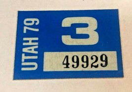 March 1979 Utah Motorcycle Car Truck New License Plate Registration Stic... - £15.85 GBP