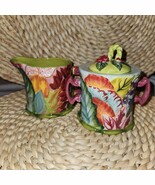 Hand-Painted Sugar &amp; Creamer Set With Floral Design The Citrine Collection - $890.09 MXN