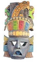 VTG Hand Carved Wooden Mayan Aztec Folk Art Wall Mask - £27.53 GBP