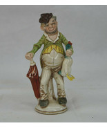 Vintage Porcelain Old Man With Umbrella &amp; Duck Figurine Germany #207894 - £39.28 GBP