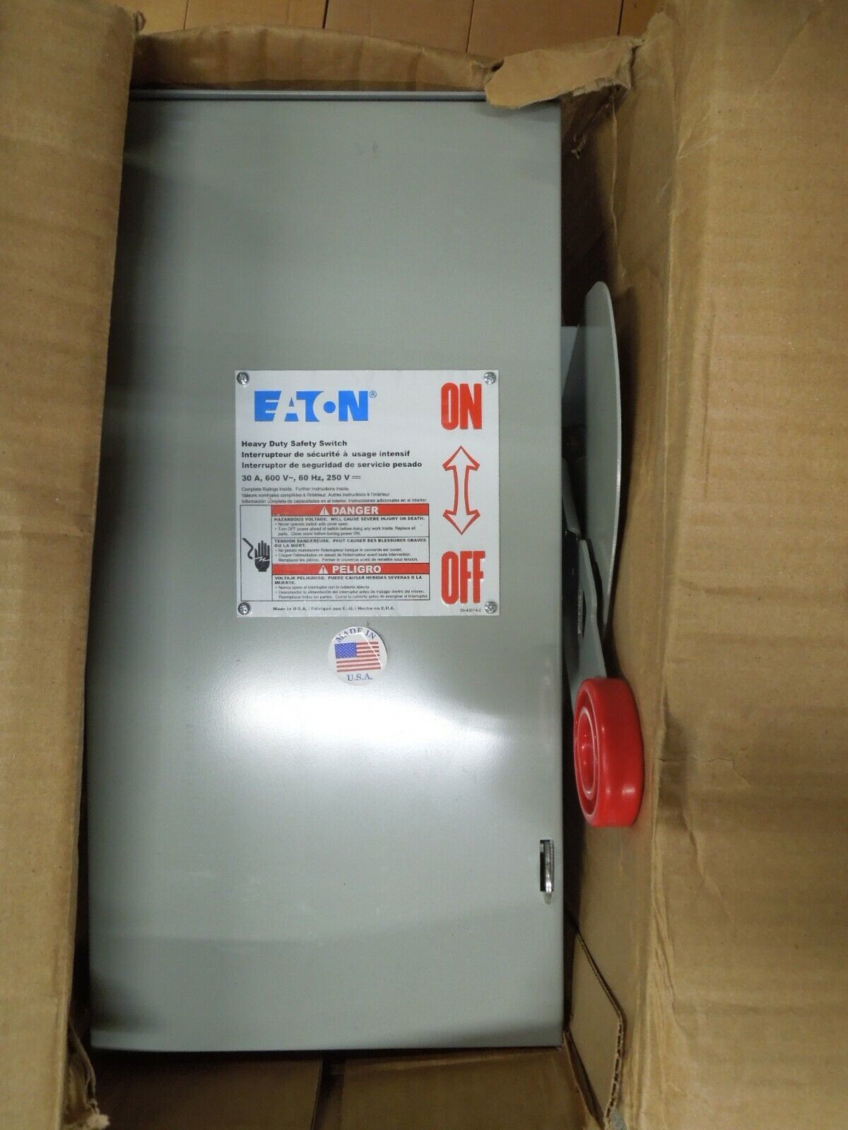 Eaton DH361UGK Heavy Duty Non-Fusible Safety Switch 30A 3W 600V Type 1 Encl. New - $150.00