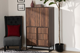 Elodia Walnut Brown and Black Multipurpose Storage Cabinet - $4,815.08 MXN