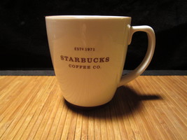 2006 Starbucks White with Brown Abbey Logo Coffee Mug Tea Cup 16 Oz Est 1971 - £15.61 GBP