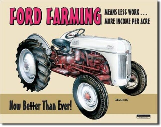 Ford Farming 8N Tractor Farm Equipment Vintage Retro Wall Decor Metal Tin Sign - £17.42 GBP