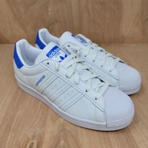 Adidas Superstar J Big Kids Shoes Size 5.5 White Blue Casual Athletic Sneakers - £43.68 GBP