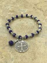 St. Saint benedict bracelet Pulsera De Medalla San Benito Cross Crucifix Blue - £9.58 GBP