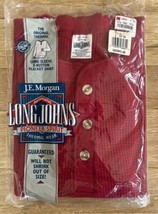 JE Morgan Shirt Men L Vintage Long Johns Waffle Thermal Red NEW Henley - £28.92 GBP