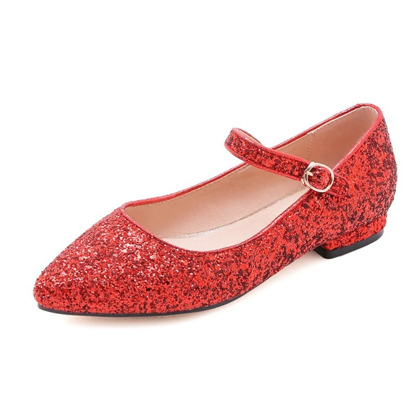 asileto Women Ballet Flats Bling Sequin glitter flat Shoes Woman buckle Spring S - £195.85 GBP