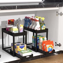 2PC Under Sink Organizer Rack 2 Tier Under Sliding Cabinet Basket Organi... - £13.91 GBP