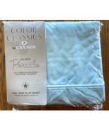 NOS Vintage Cannon Color Classics Twin Flat sheet Percale Green USA Made - $278.07 MXN