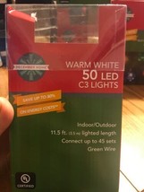 December Home Warm White 50 LED C3 Lights 11.5ft Green Wire Ships N 24h - $24.30